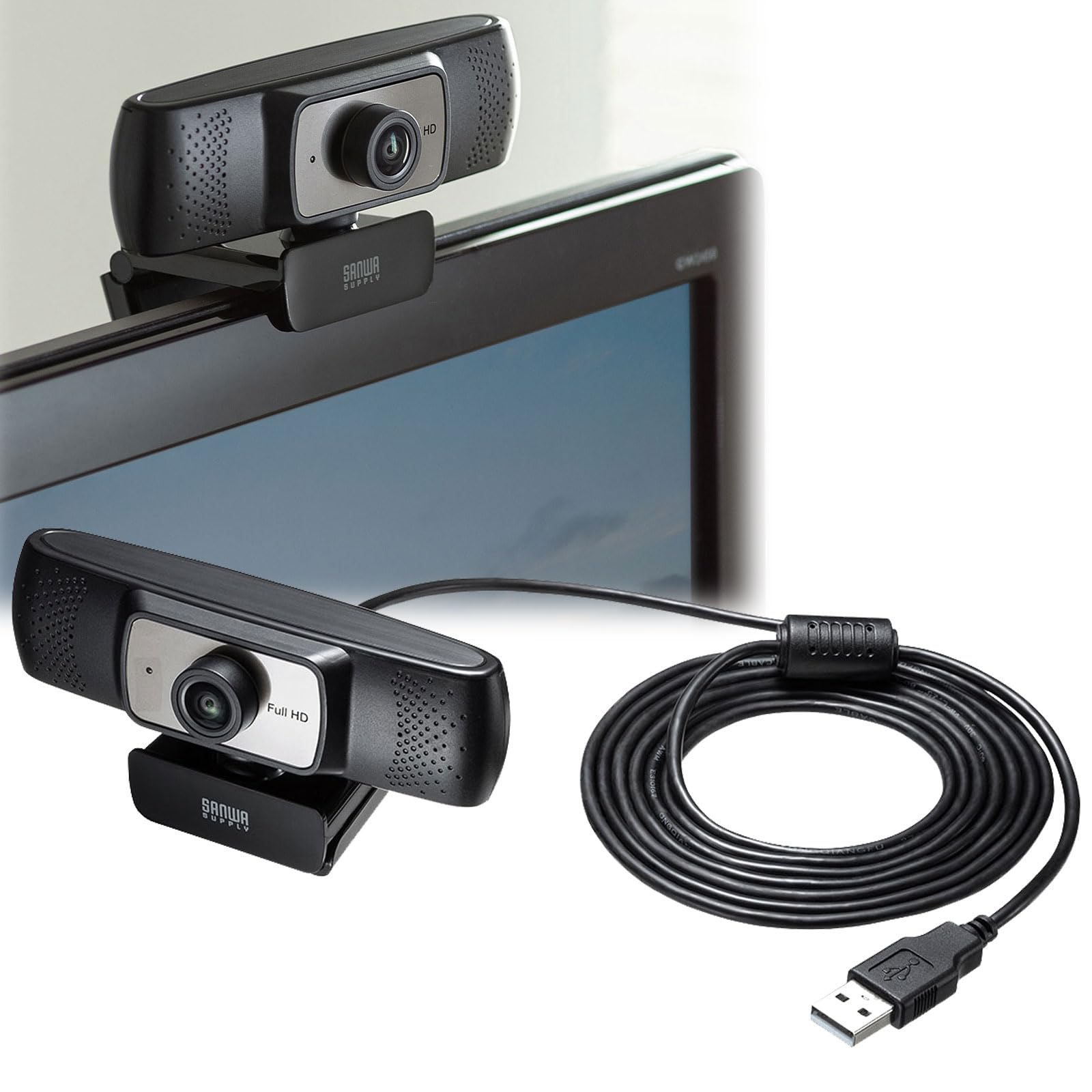 Amazon | サンワサプライ アウトレット Webカメラ 広角 150°ワイド 200